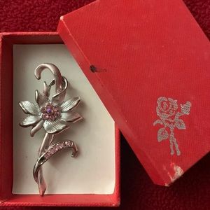 Pink Flower Brooch, used, great condition